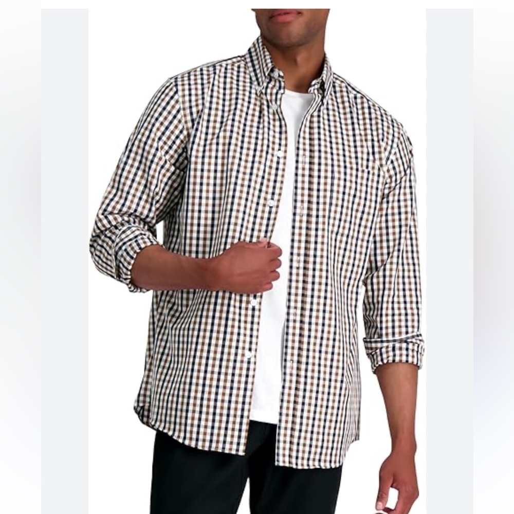 MEN'S HAGGAR PLAID BUTTON DOWN SHIRT
Sz XXL NWOT-AntiWrinkle blend -Navy-White🍁​